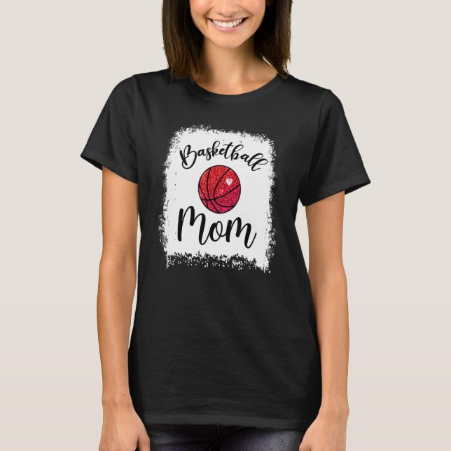 Basketball Mom Leopard Bleached Game Day Women Mot T Shirt (Framsida)