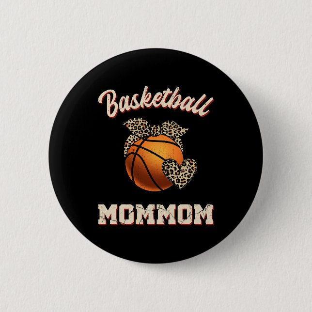 Basketball Mommom Bandana Leopard Heart Fläkt Moth Knapp (Framsida)
