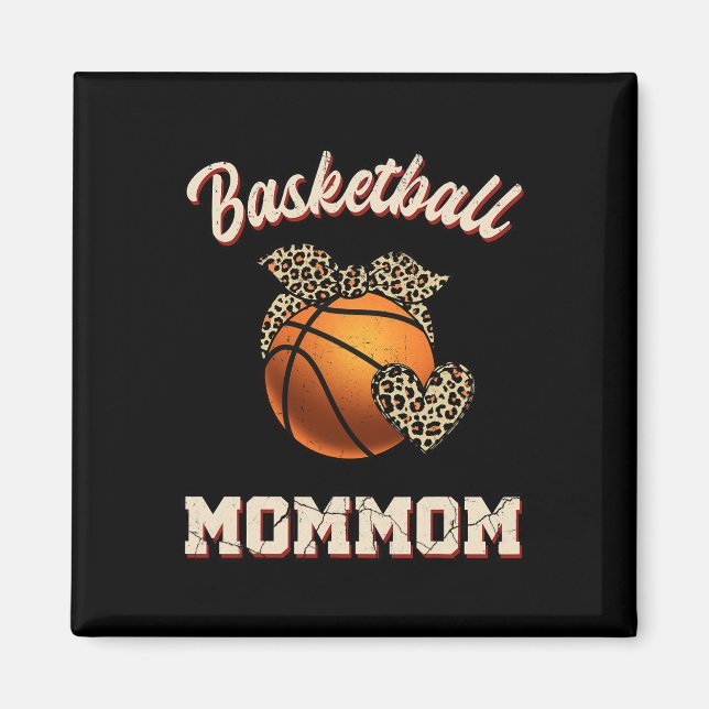 Basketball Mommom Bandana Leopard Heart Fläkt Moth Magnet (Framsidan)