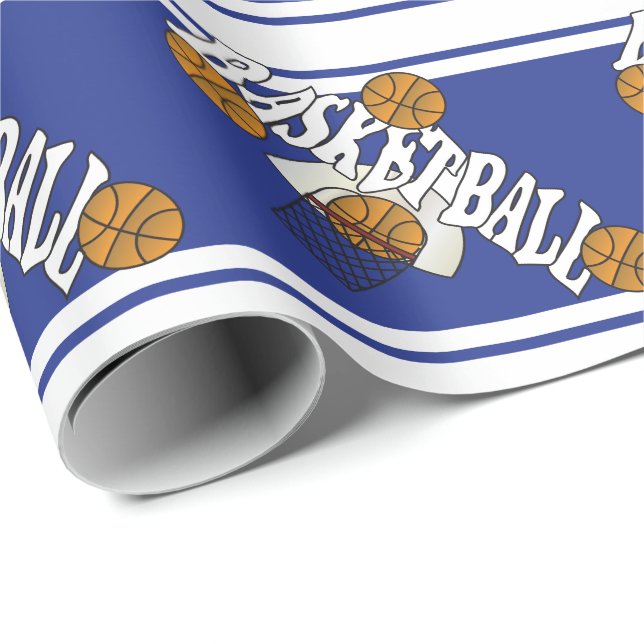 Basketball Mörk blått och White Rand Presentpapper (Rullad Hörn)
