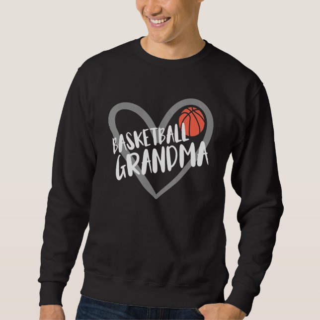 Basketball Mormor Hjarta Lång Ärmad Tröja (Framsida)