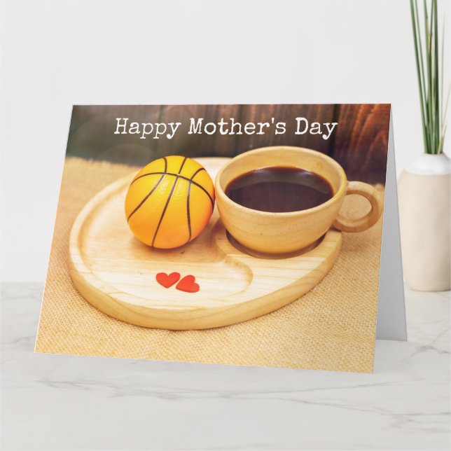 Basketball Mors dag med kopp på kaffe till mamma Kort (Framsida)