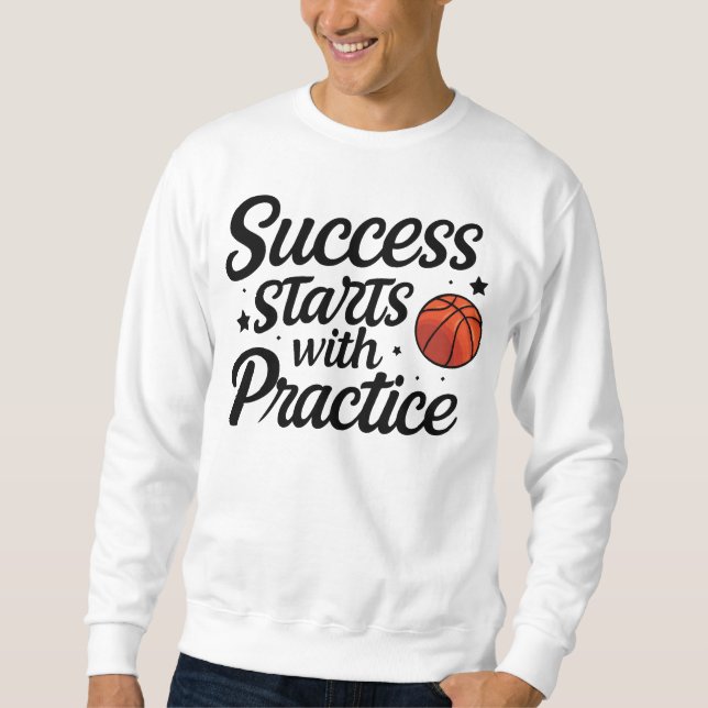 Basketball Motivation Success Practice Quote Lång Ärmad Tröja (Framsida)