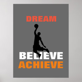 Basketball Motivational Dream tror på att uppnå Poster