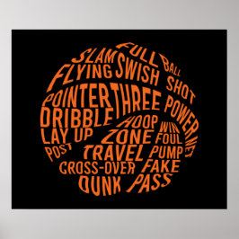 Basketball Motivational Ord Cloud Art Poster