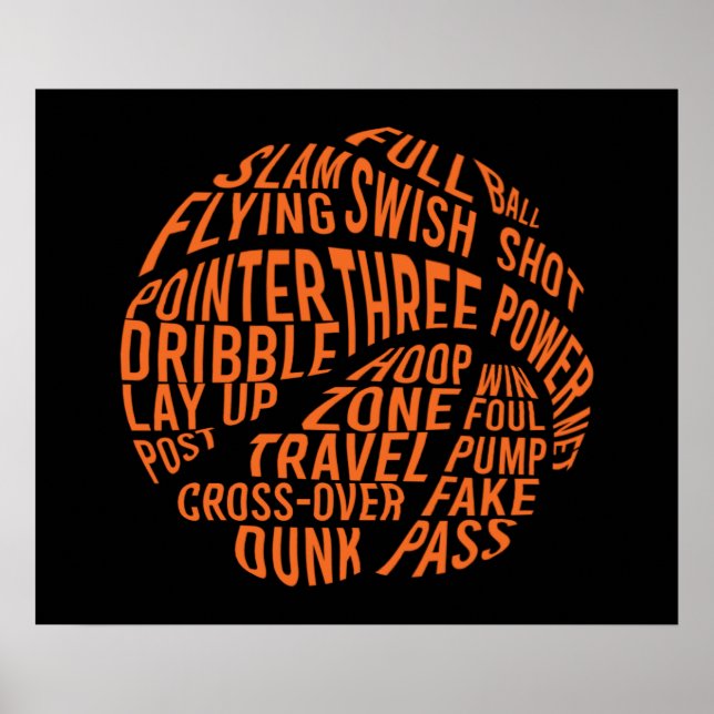 Basketball Motivational Ord Cloud Art Poster (Framsidan)