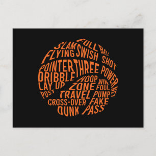 Basketball Motivational Ord Cloud Art Vykort