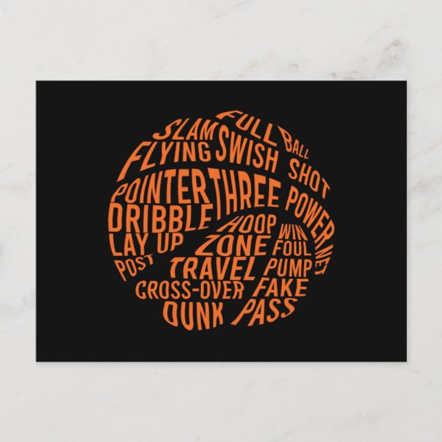 Basketball Motivational Ord Cloud Art Vykort (Framsida)