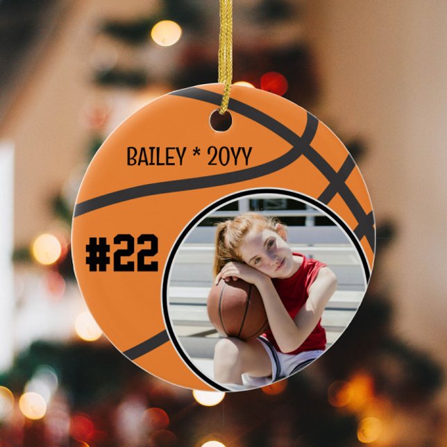 Basketball Namn Jersey Number Photo Keepsaké Julgransprydnad Keramik (Skapare uppladdad)