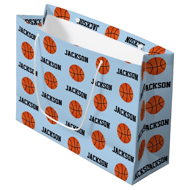 Basketball Namn Mönster Kids Blue (Framsidan Vinklad)