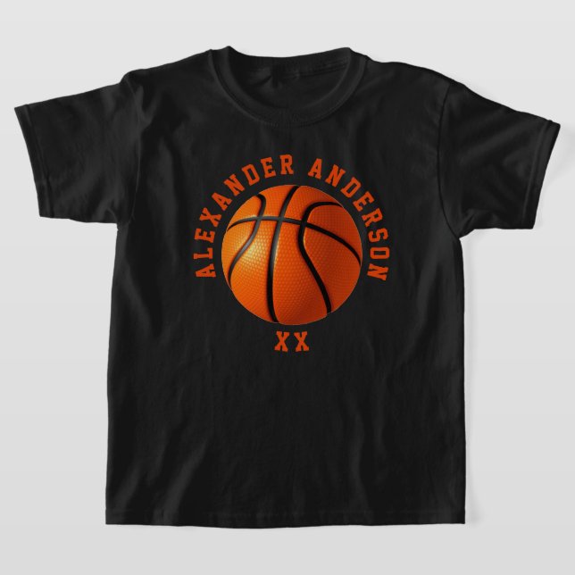 Basketball Namn och Jersey Personalize T Shirt (Laydown)