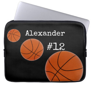 Basketball Namn och Number Black-bakgrund Laptop Fodral