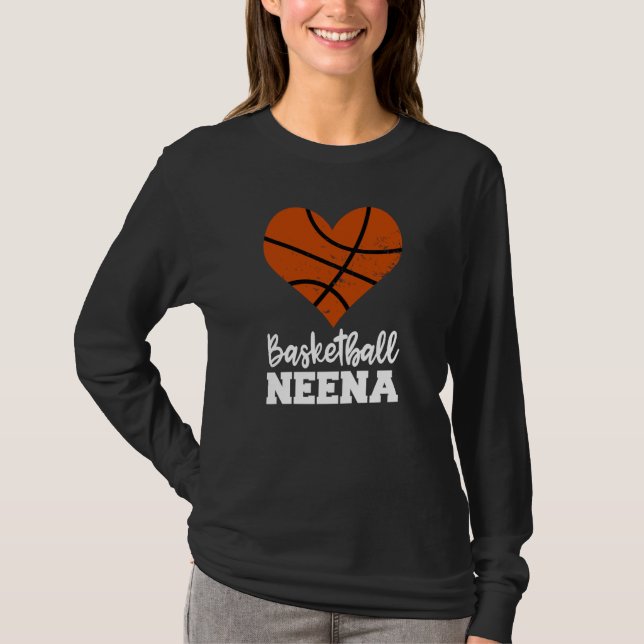 Basketball Neena Basketball Heart Grandma Neena T Shirt (Framsida)