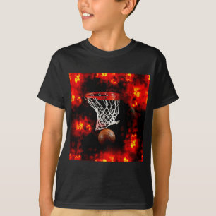Basketball Net, Boll & Flames T-shirt