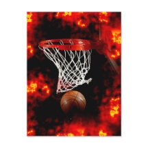 Basketball Net, Boll & Flames