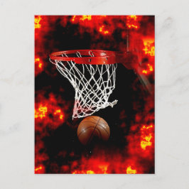 Basketball Net, Boll & Flames Vykort