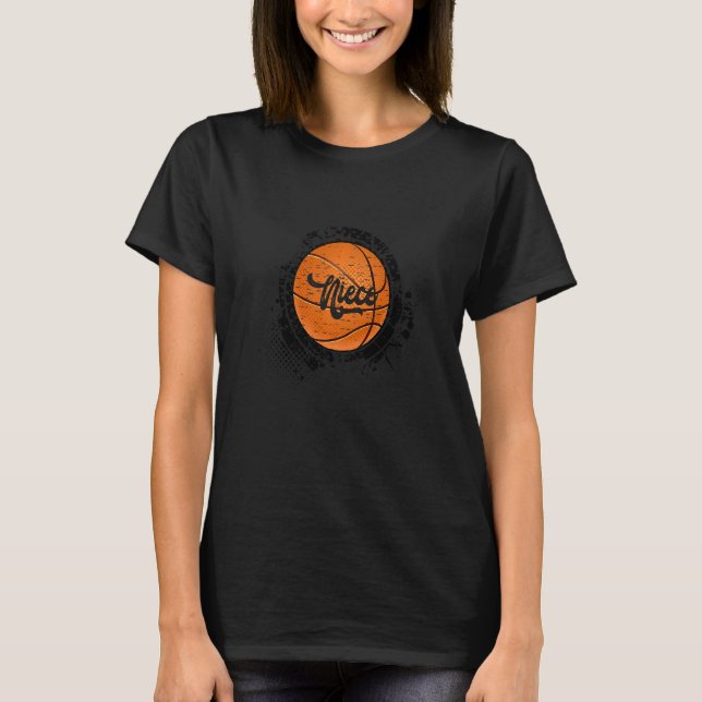 Basketball Niece Vintage Basketball Family Matchin T Shirt (Framsida)