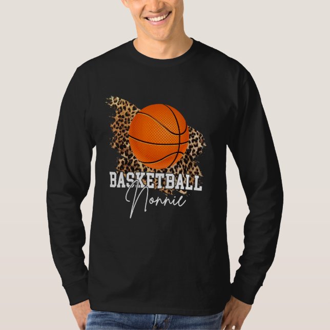 Basketball Nonnie Leopard Heart T Shirt (Framsida)