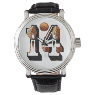 Basketball Number 14 Manar Leather Watch Armbandsur