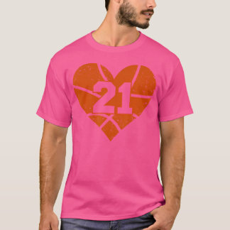 Basketball nummer 21 Jersey Funny Basketball Heart T Shirt