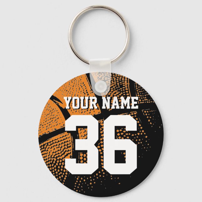 Basketball-nyckelkedja med ditt eget jersey-nummer nyckelring (Framsida)