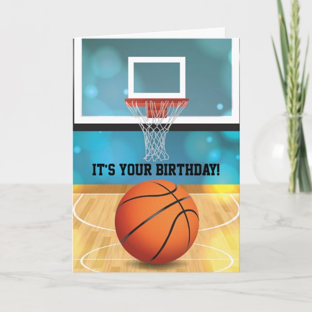 Basketball och fält design födelsedagskort kort (Framsida)