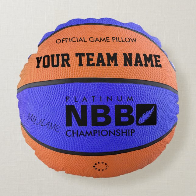 BASKETBALL OFFICIELL GAME PILLOW Blue D Original Rund Kudde (Framsidan)