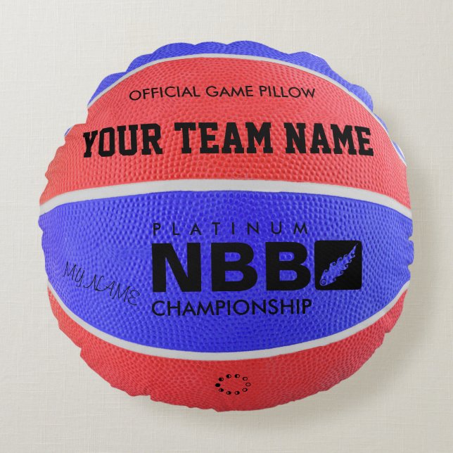 BASKETBALL OFFICIELL GAME PILLOW Blue D Red wl Rund Kudde (Framsidan)