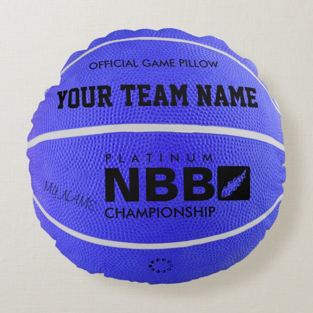 BASKETBALL OFFICIELL GAME PILLOW Blue D wl Rund Kudde (Framsidan)