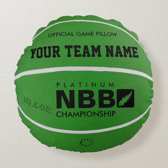 BASKETBALL OFFICIELL GAME PILLOW Grönt D wl Rund Kudde (Framsidan)