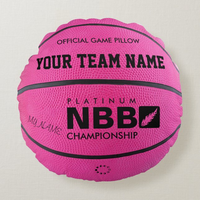 BASKETBALL OFFICIELL GAME PILLOW Rosa bl.a. Rund Kudde (Framsidan)