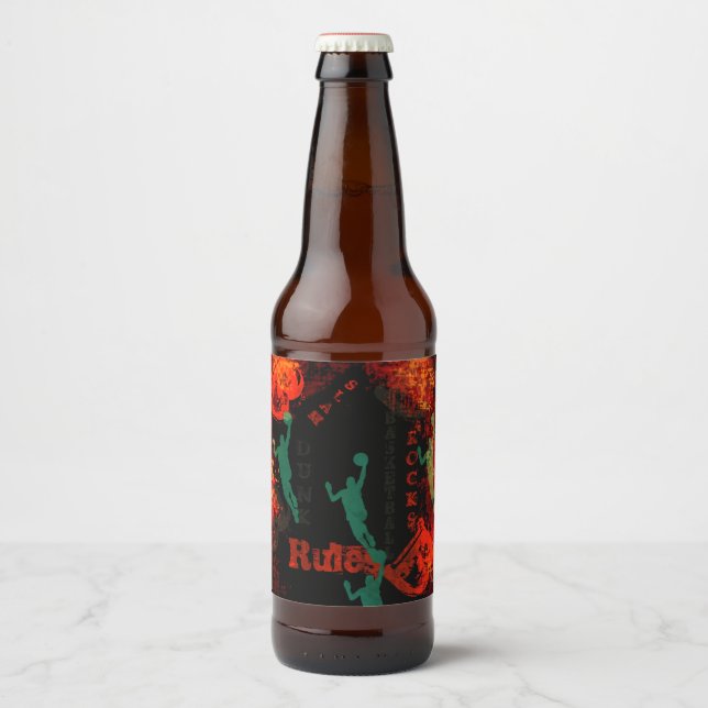 BASKETBALL ÖLFLASKA ETIKETT (Framsida)