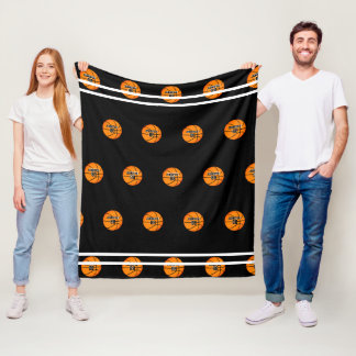 Basketball Orange Black Namn Jersey Number Mönster Fleecefilt