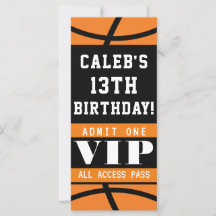 Basketball Orange Svart Födelsedags VIP-biljett