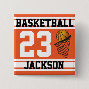Basketball Orange & White Rand DIG-text Knapp