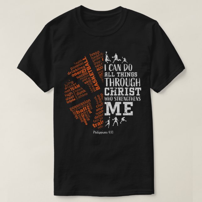 Basketball Ord Christian Verse Tonåring Boys Kids T Shirt (Design framsida)