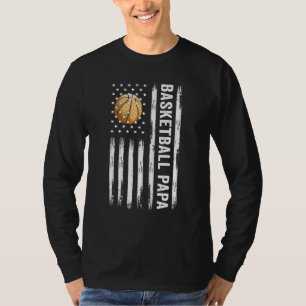 Basketball Pappa American Flagga Proud Pappa Far D T Shirt