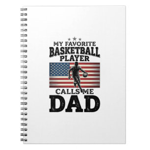 Basketball Pappa Patriotisk Vintage Gravyr T-Shirt Anteckningsbok