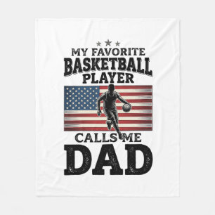 Basketball Pappa Patriotisk Vintage Gravyr T-Shirt Fleecefilt