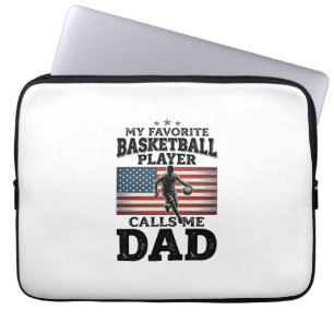 Basketball Pappa Patriotisk Vintage Gravyr T-Shirt Laptop Fodral