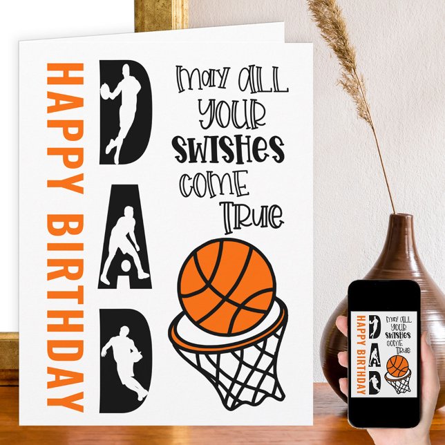 Basketball Pappa Swish kom True Trny Birthday Kort (Skapare uppladdad)