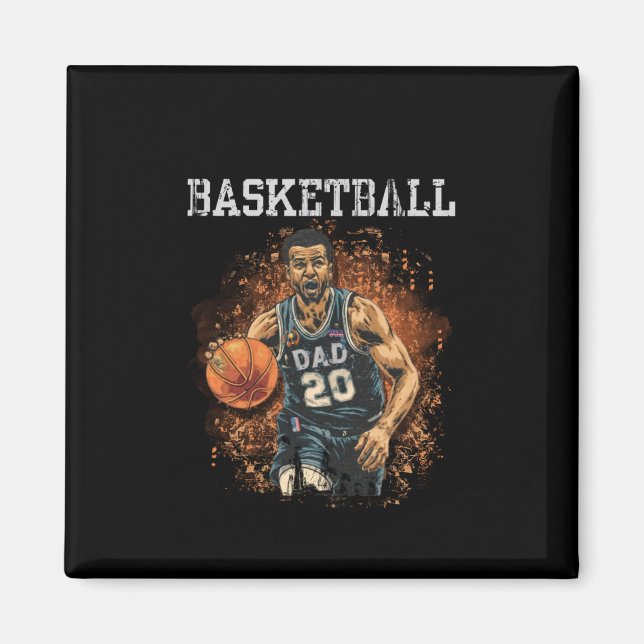 Basketball Pappa Vintage Magnet (Framsidan)