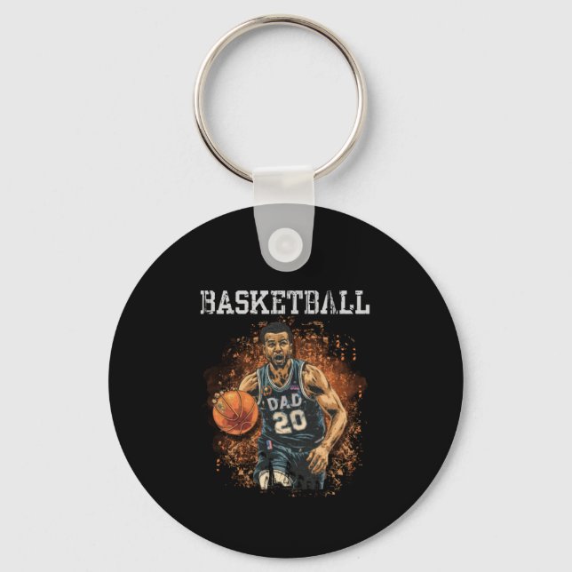 Basketball Pappa Vintage Nyckelring (Framsida)