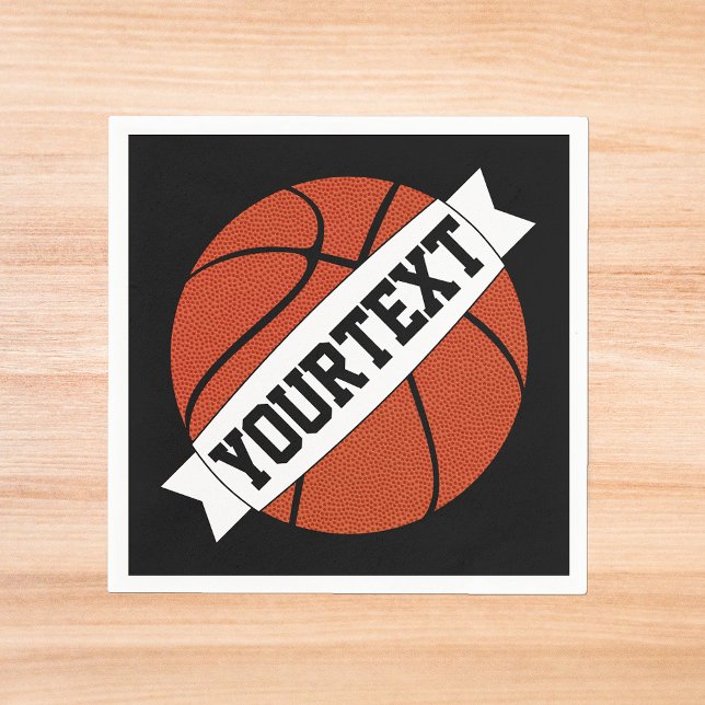 Basketball Party Anpassningsbar Team Namn eller Te Pappersservett (Basketball party napkins with custom team name or text.)