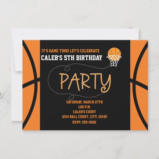 BASKETBALL PARTY Typografi Födelsedagsinbjudan Inbjudningar (Framsida)