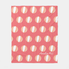 Basketball Personlig Namn Coral White Anpassningsb Fleecefilt