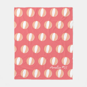 Basketball Personlig Namn Coral White Anpassningsb Fleecefilt