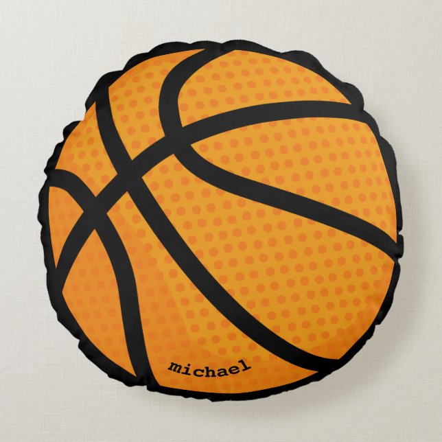 Basketball personlig namn rund kudde (Framsidan)