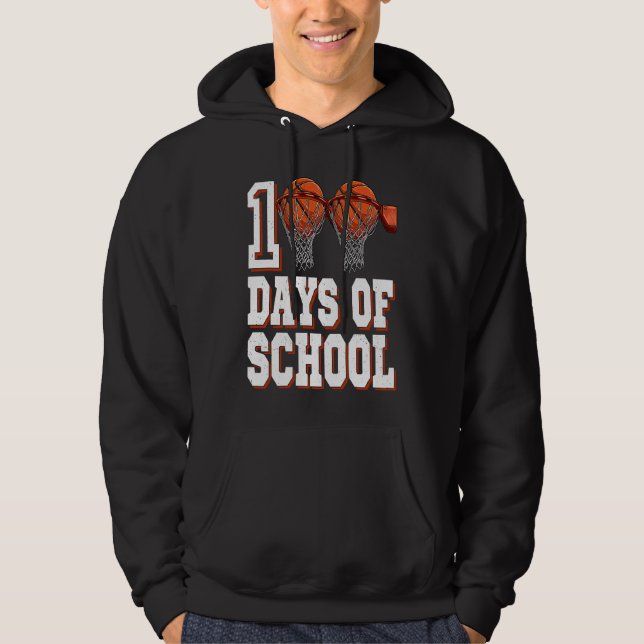 Basketball Player 100 Days Of School Student Boys  Hoodie (Framsida)
