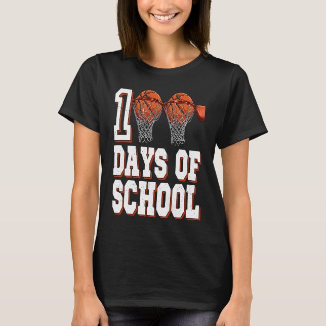 Basketball Player 100 Days Of School Student Boys  T Shirt (Framsida)